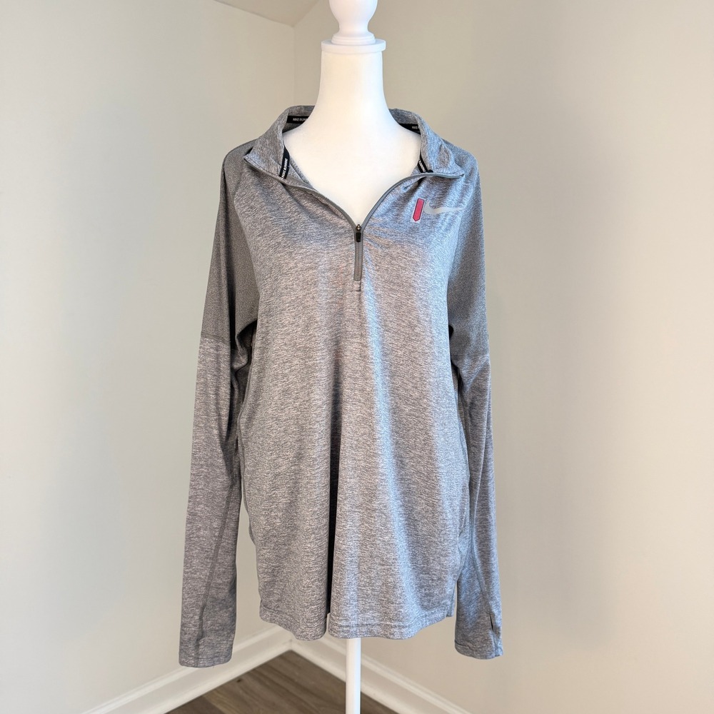 Nike Dri-FIT Quarter Zip Running Top Mens Medium Gray Long Sleeve Pullover